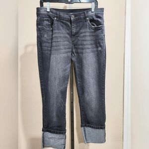 Venus Cropped Cuffed Mid-Rise Straight Leg Jeans Size 12